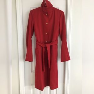 PATRIZIA PEPE Red Belted Long Wool Coat 6